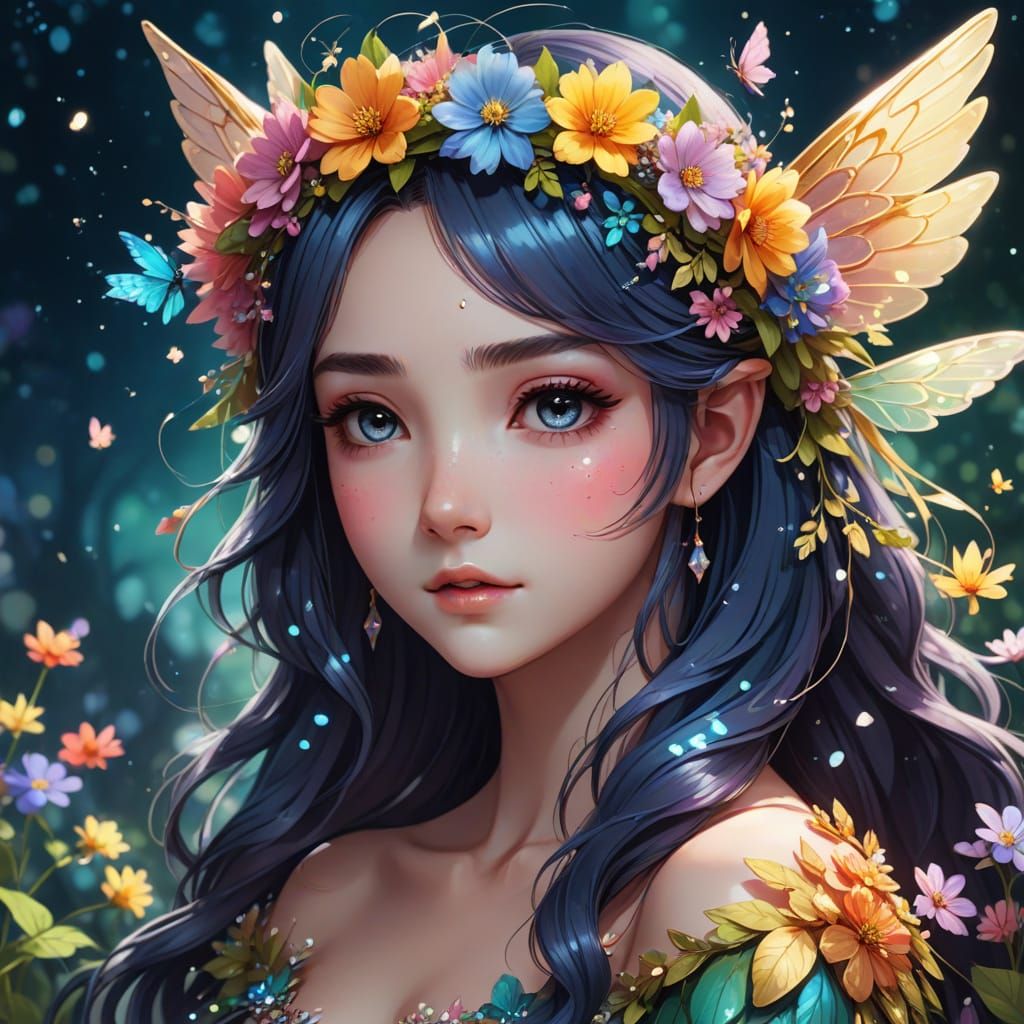 Enchanting Fairy in Floral Crown