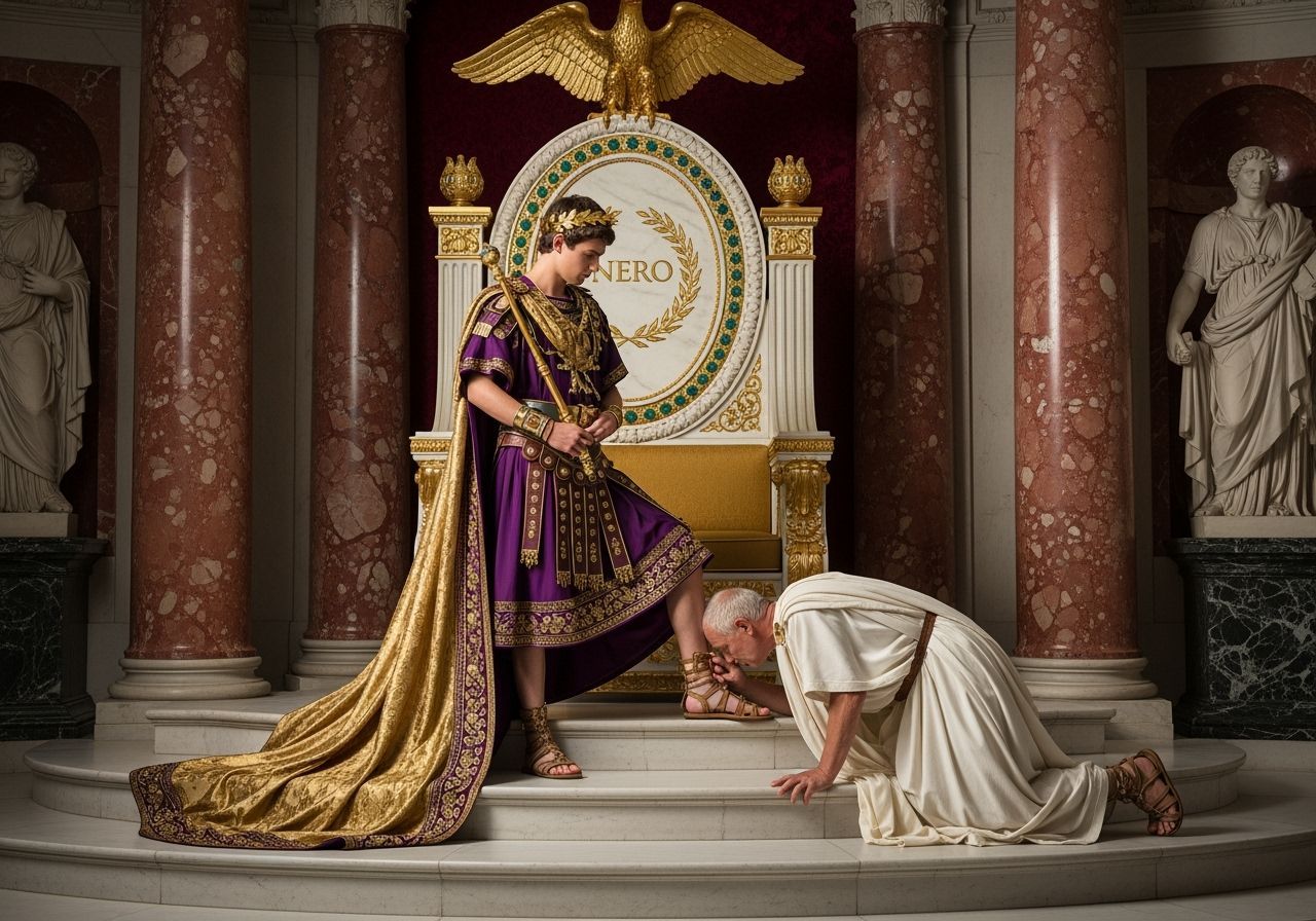 Emperor Nero on Marble and Gold Throne