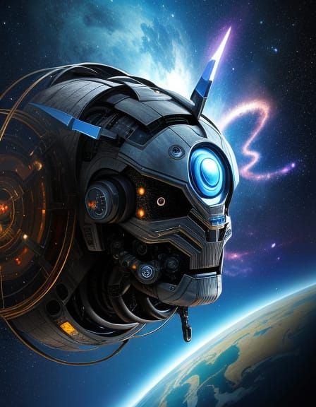 Cosmic Robot Guardian of Interdimensional Gates