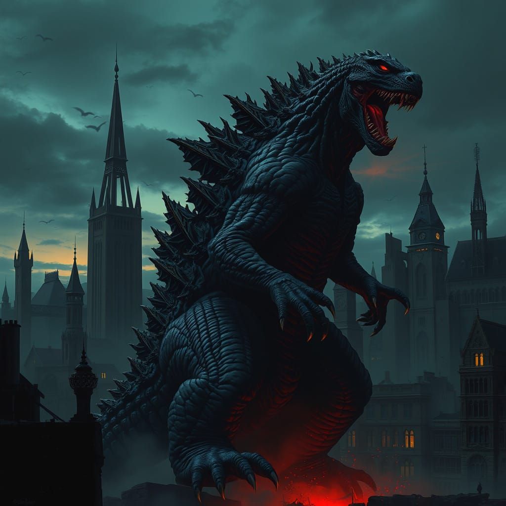 Godzilla Transforms into a Dark, Undead Vampire in a Gothic...