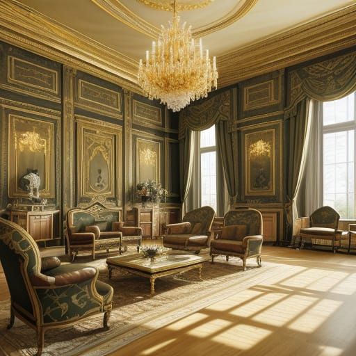 Elegant Baroque Parlor Room with Ornate Details