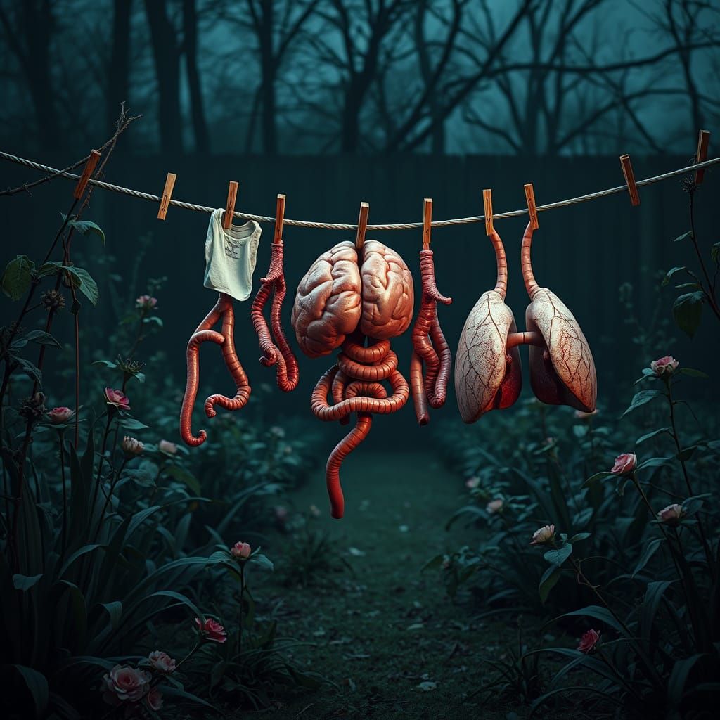 Eerie Garden Laundry Line: Pop Art Screen Print