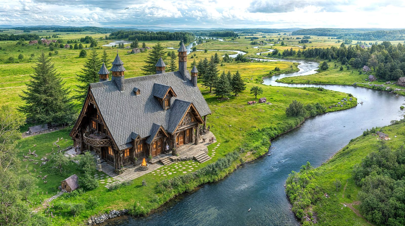 Viking Longhouse in a Medieval Meadow