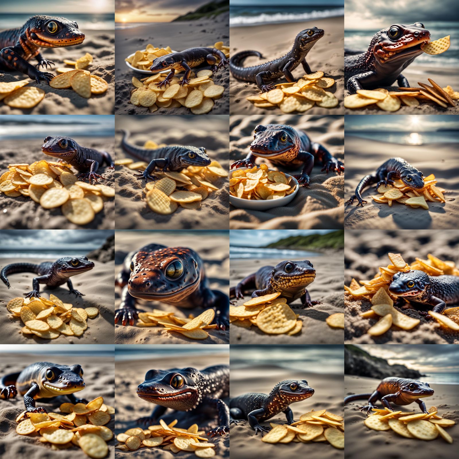 Salamander at the Beach: Hyperrealistic 64 Megapixel Photo