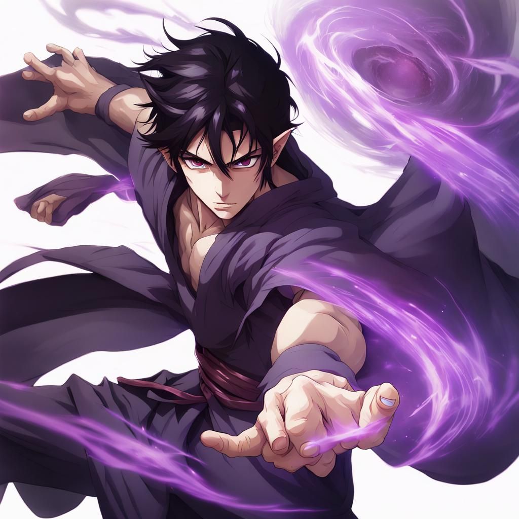 Anime Half-Elf Monk in Martial Arts Pose