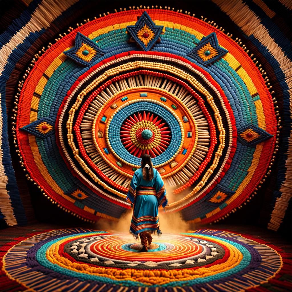 Colorful  Azteca Native American Beaded Mandala  portal open...