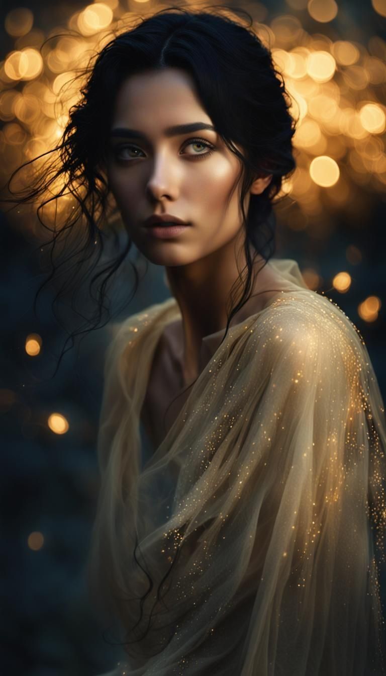 Ethereal Woman Portrait with Flowing Hair