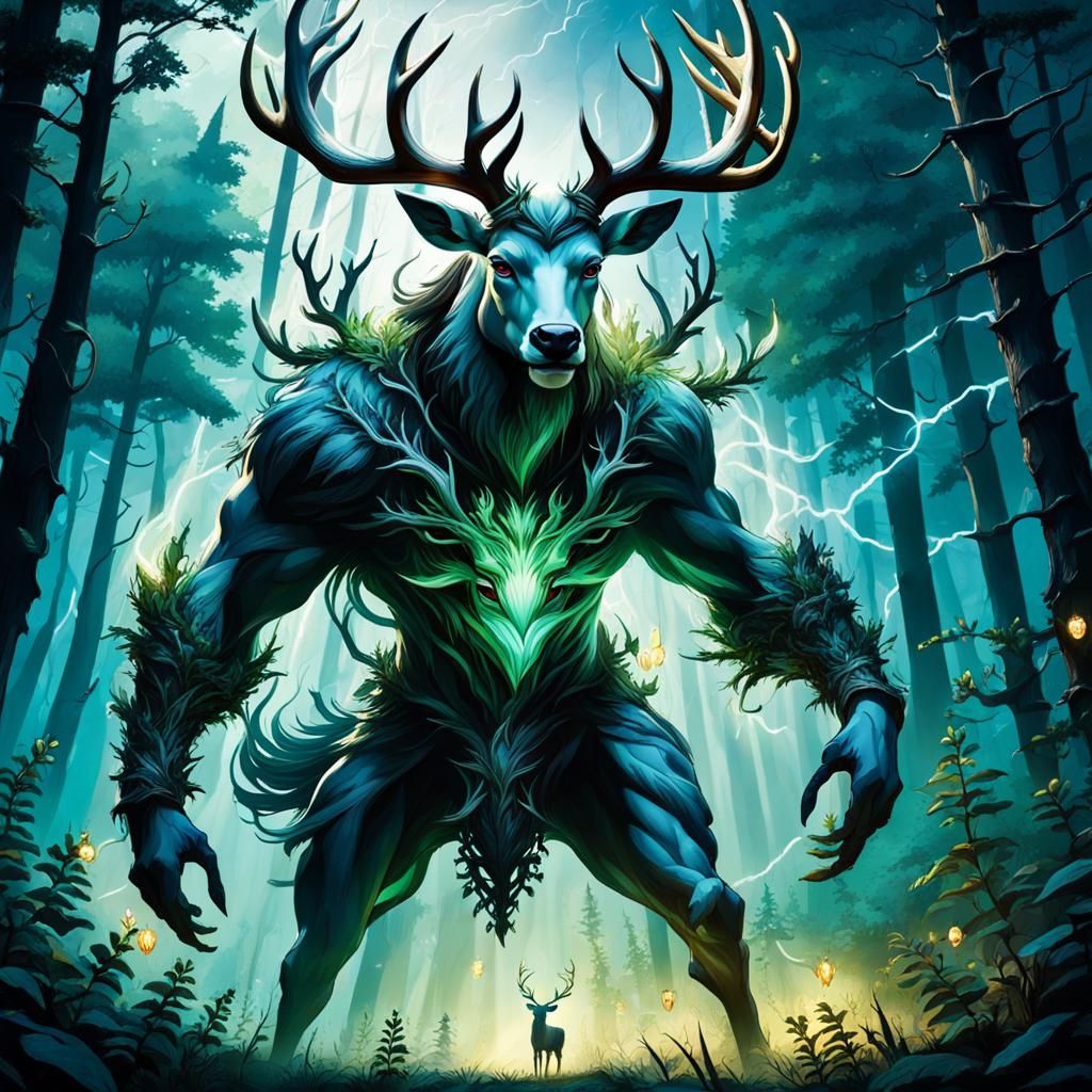 Mystical Cervitaur in Enchanted Forest