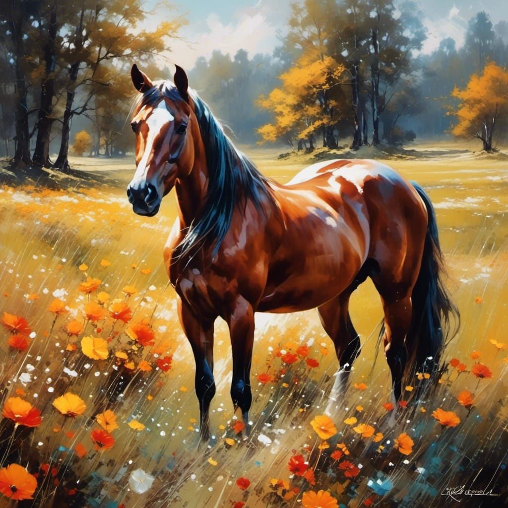 Picturesque Horse Pasture Landscape