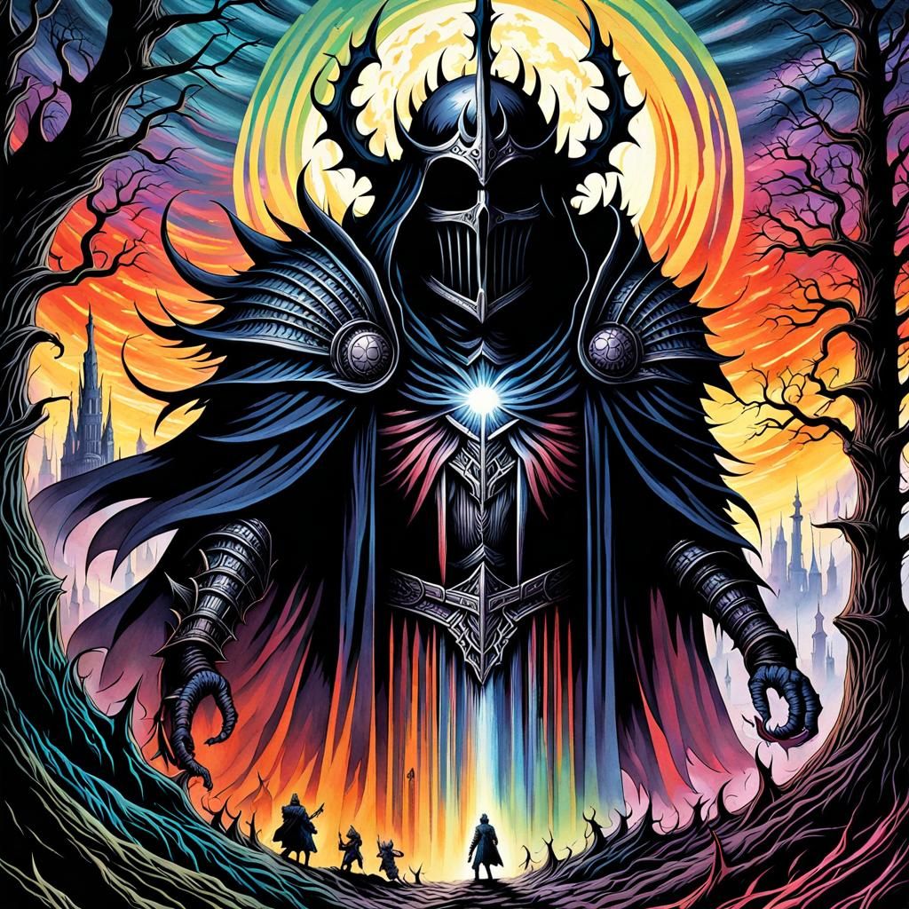 Dark Lord of Shadows in Gothic Watercolor Painting