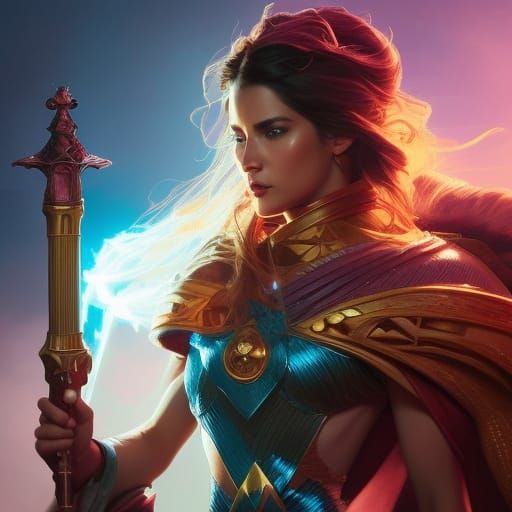 Detailed Wizard Portrait with Magic Wand