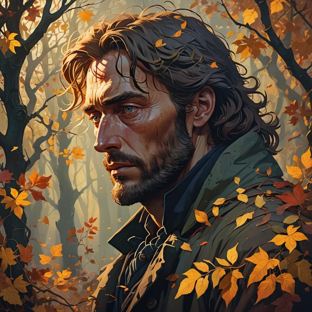 Ichabod Crane in Autumnal Scene