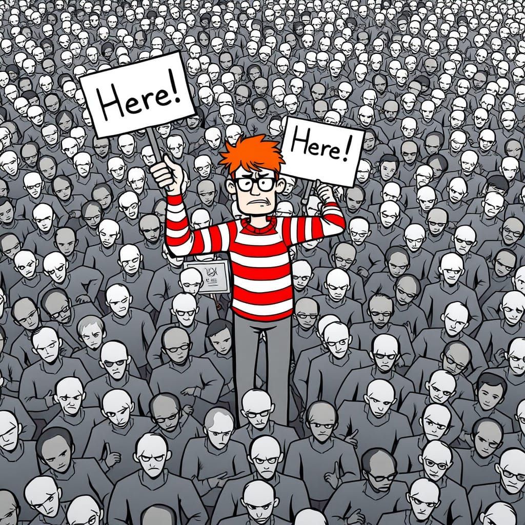 Angry Waldo Defies Grey Crowd
