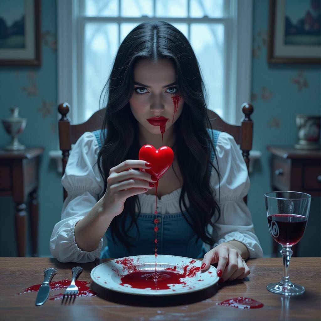 Hyperdetailed Valentine's Curse Horror Scenario