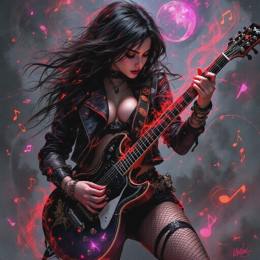 Surreal Rock Goddess Unveiled in Dreamlike Dark Fantasy Land...