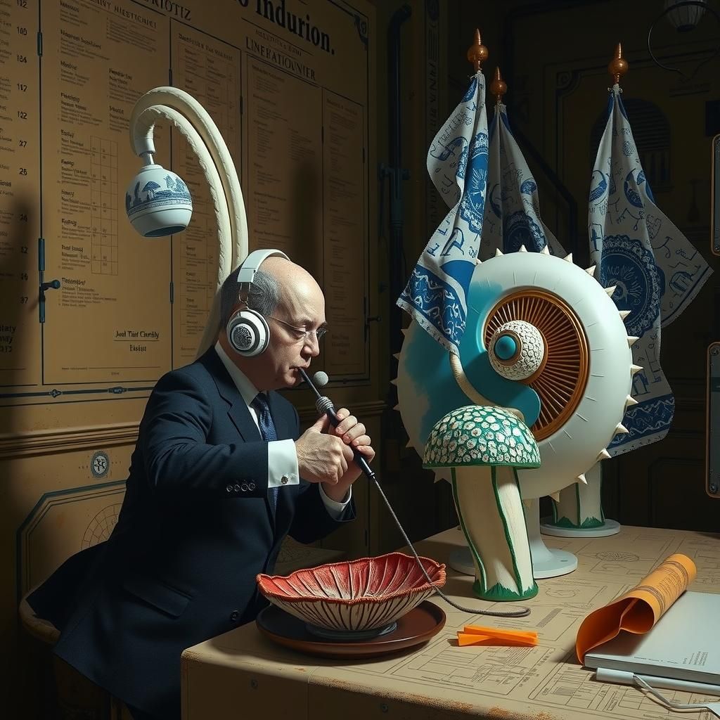 Surreal Mushroom Bureaucracy as Playful Sculpture