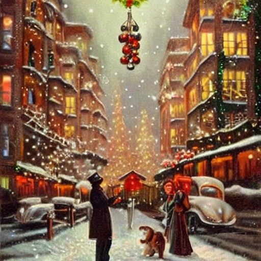 Christmas Time in the City, 1940s Photorealism