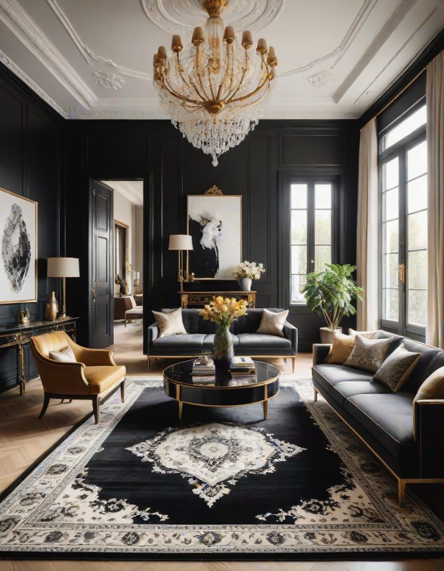 Elegant Modern Living Room with Persian Carpet