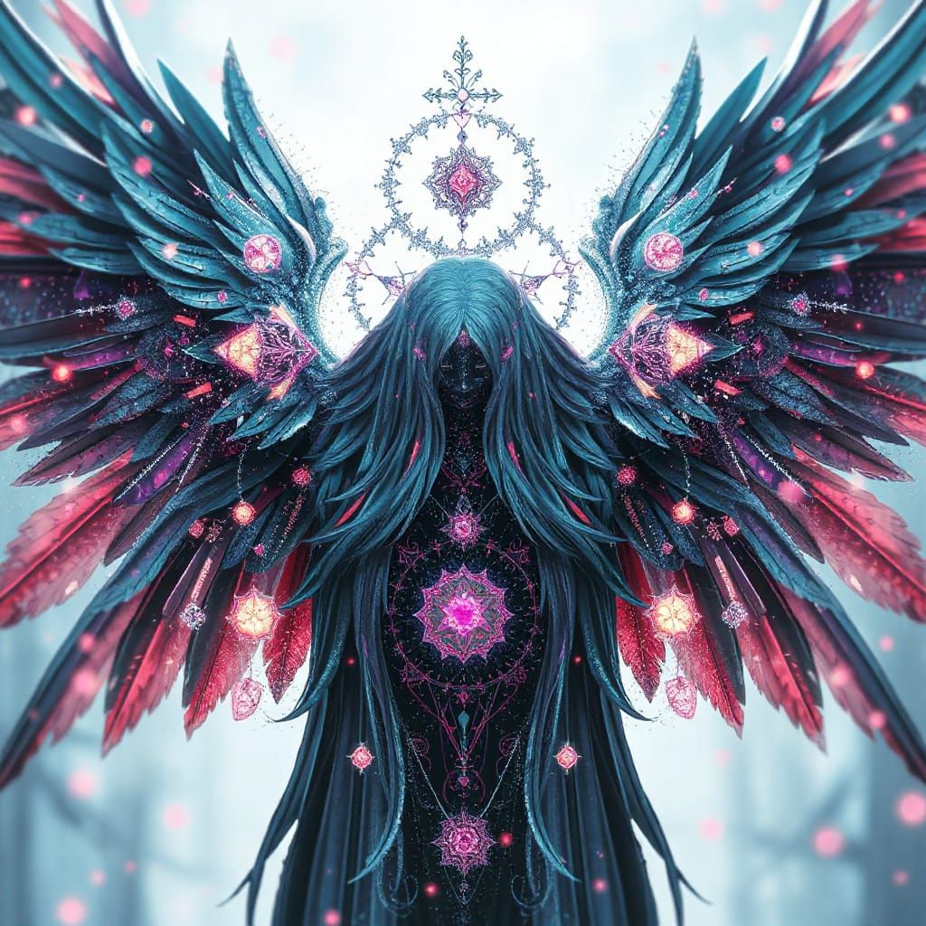 Godlike Angel Glitchcore Digital Art