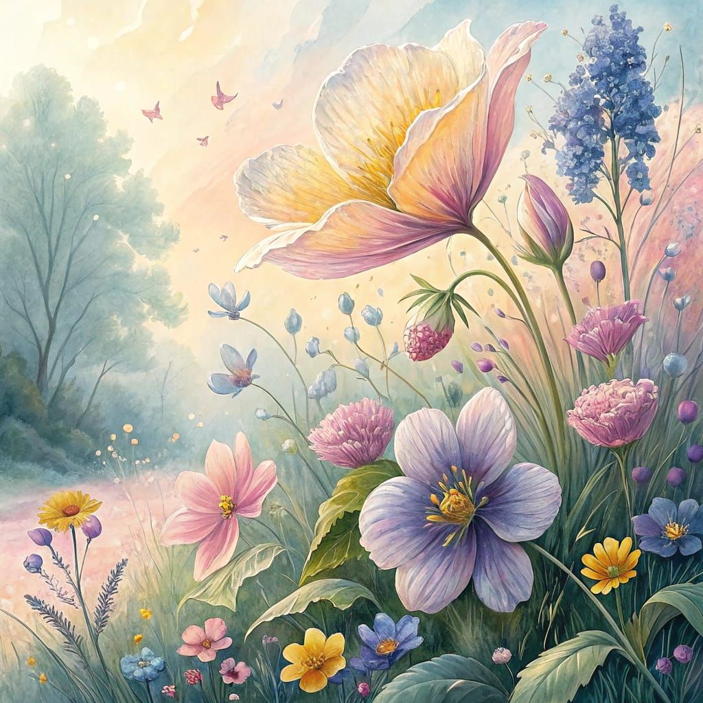 une composition de fleurs épanouies dans un jardin de rêve.