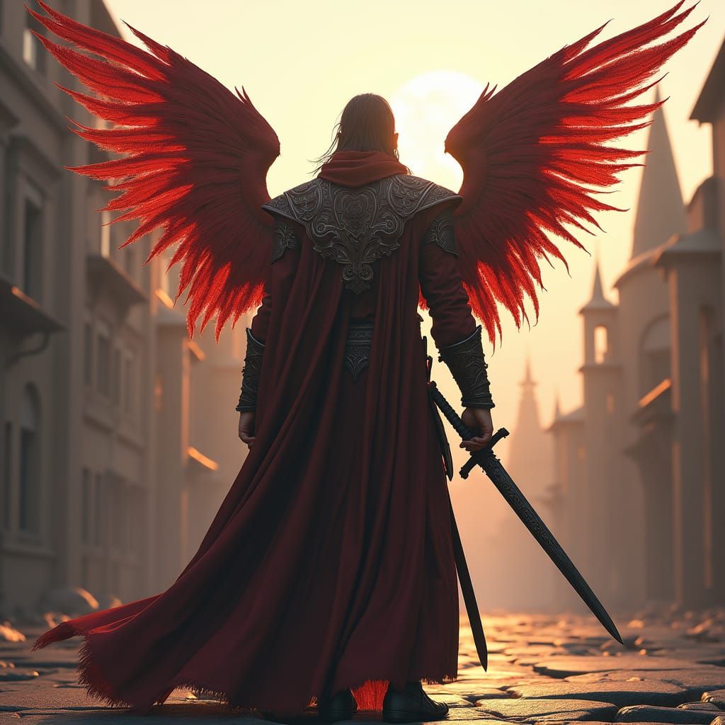 Angel of Death in Medieval City, UE5 Rendering