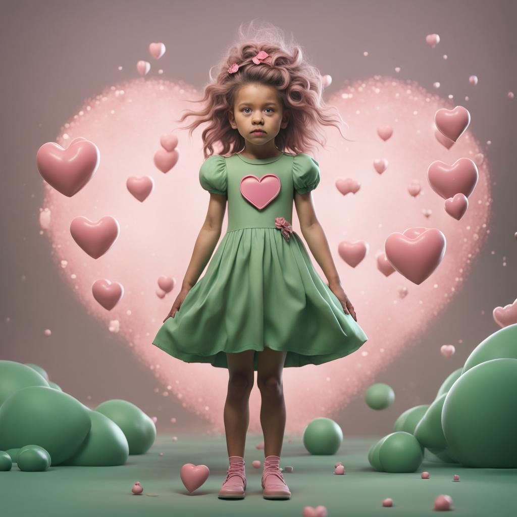 Girl in Celadon Dress: Detailed Digital Matte Painting