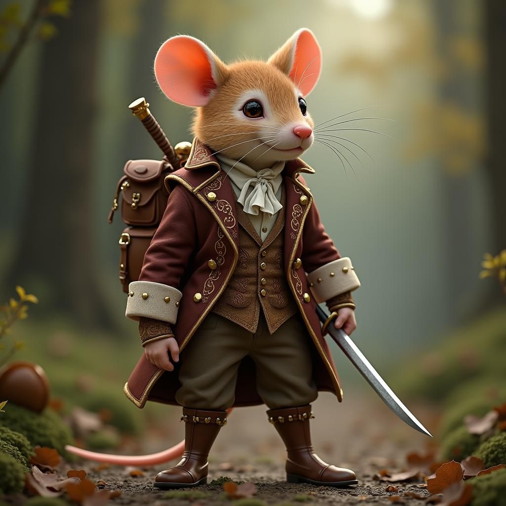 Anthropomorphic Mouse Explorer in Digital Matte Painting Sty...
