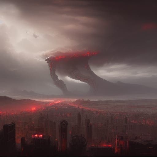 Demonic Wasteland City: Hyperdetailed Dark Fantasy Art