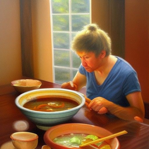 Soup Still Life in Oil Painting Style