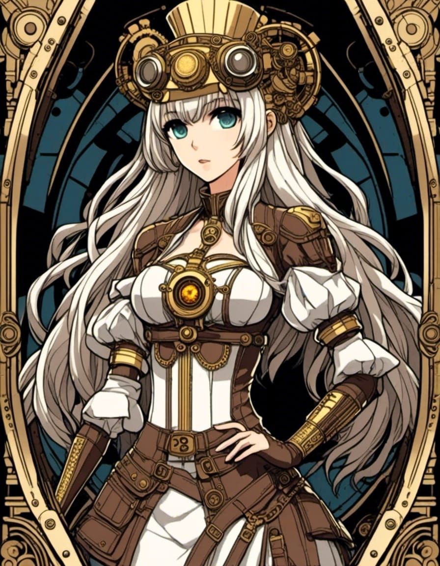 Steampunk Anime comic TAROT The Empress <lora:Gridimation:1.0>