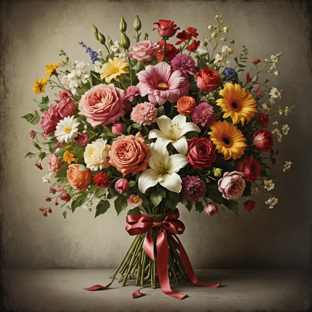 Stunning Bouquet of Flowers in High Contrast