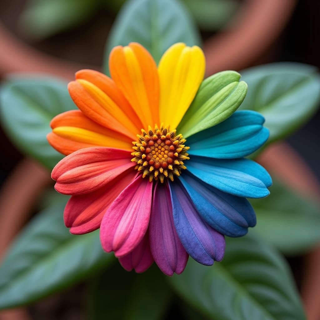 Rainbow Petaled Flower Close-Up