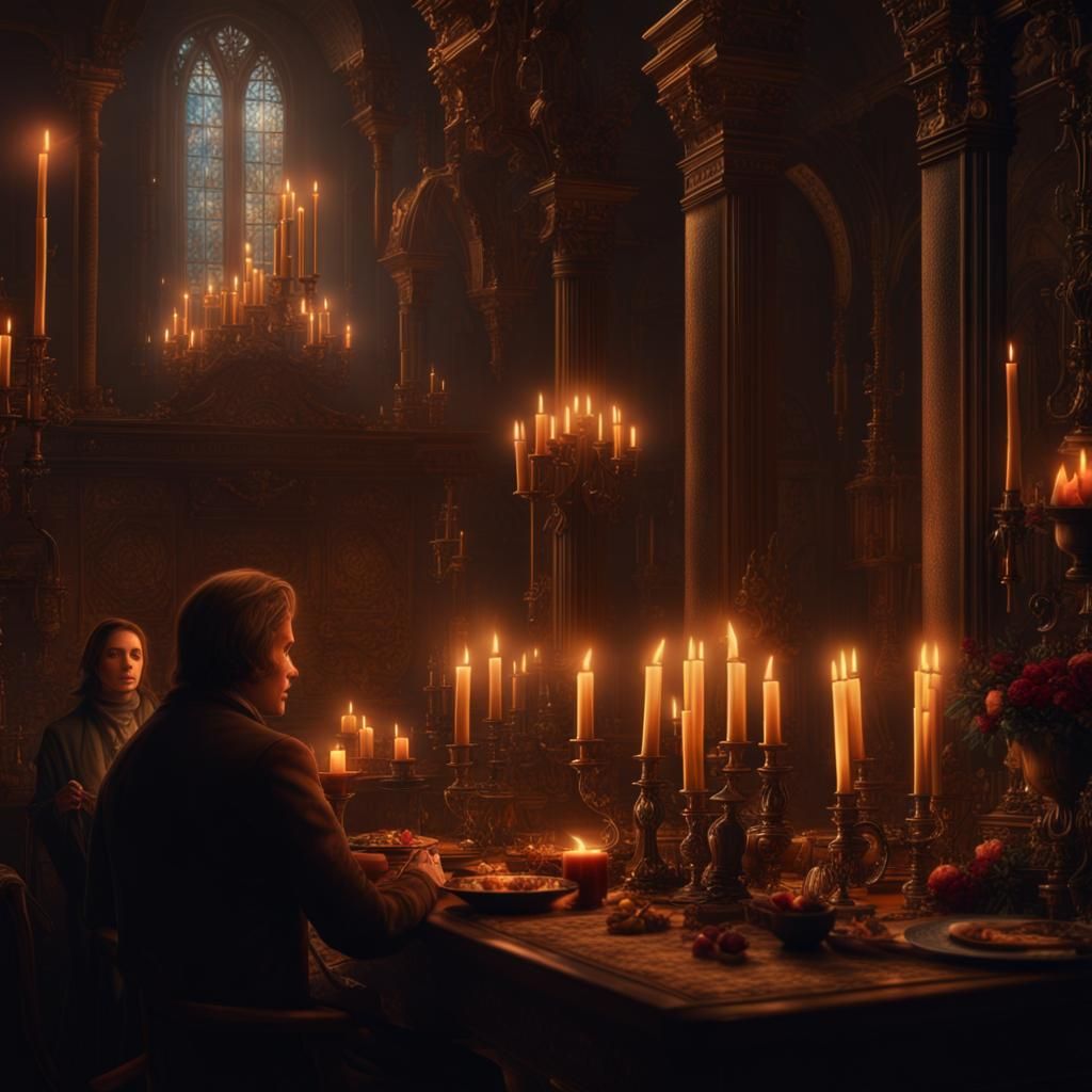 Dramatic Candlelit Scene Digital Matte Painting