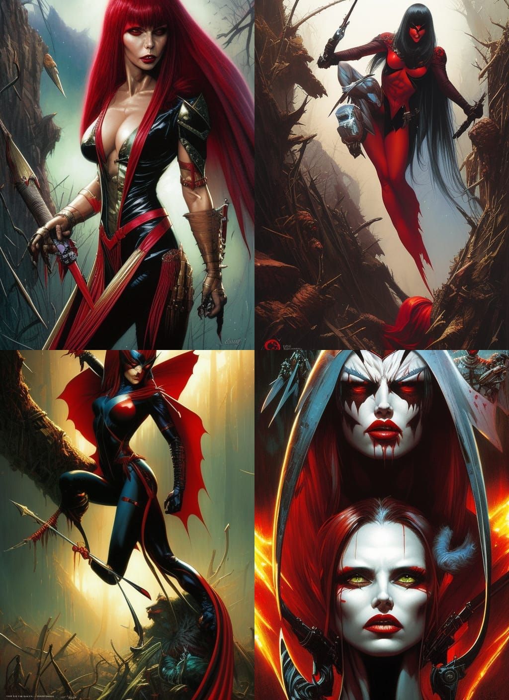 Vampirella Crayon Caricature in Hyperrealistic Comic Style