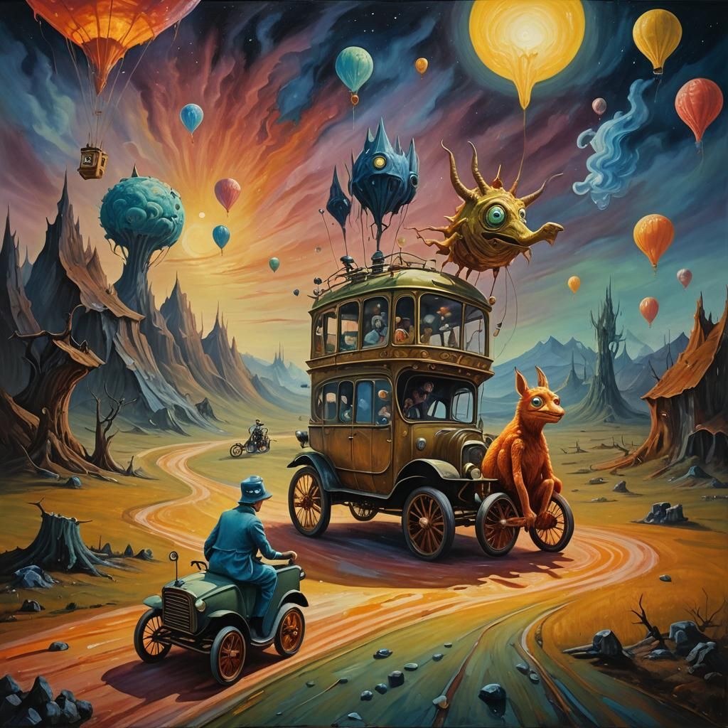 Surreal Glowing Creatures Defying Gravity in Dreamscape