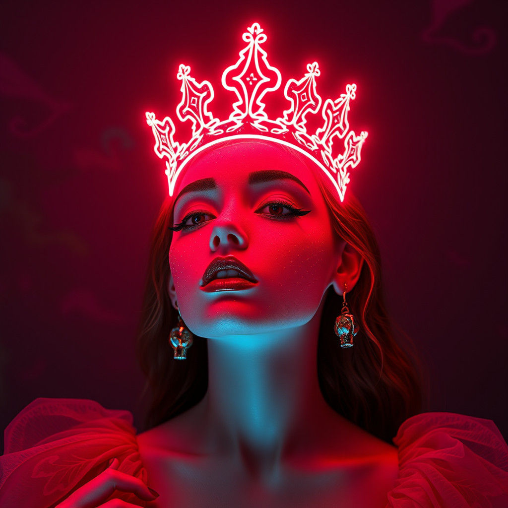 Strawberry Queen in Surreal Neon Style