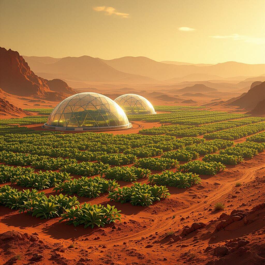 Biodome Farm on Mars Digital Matte Painting