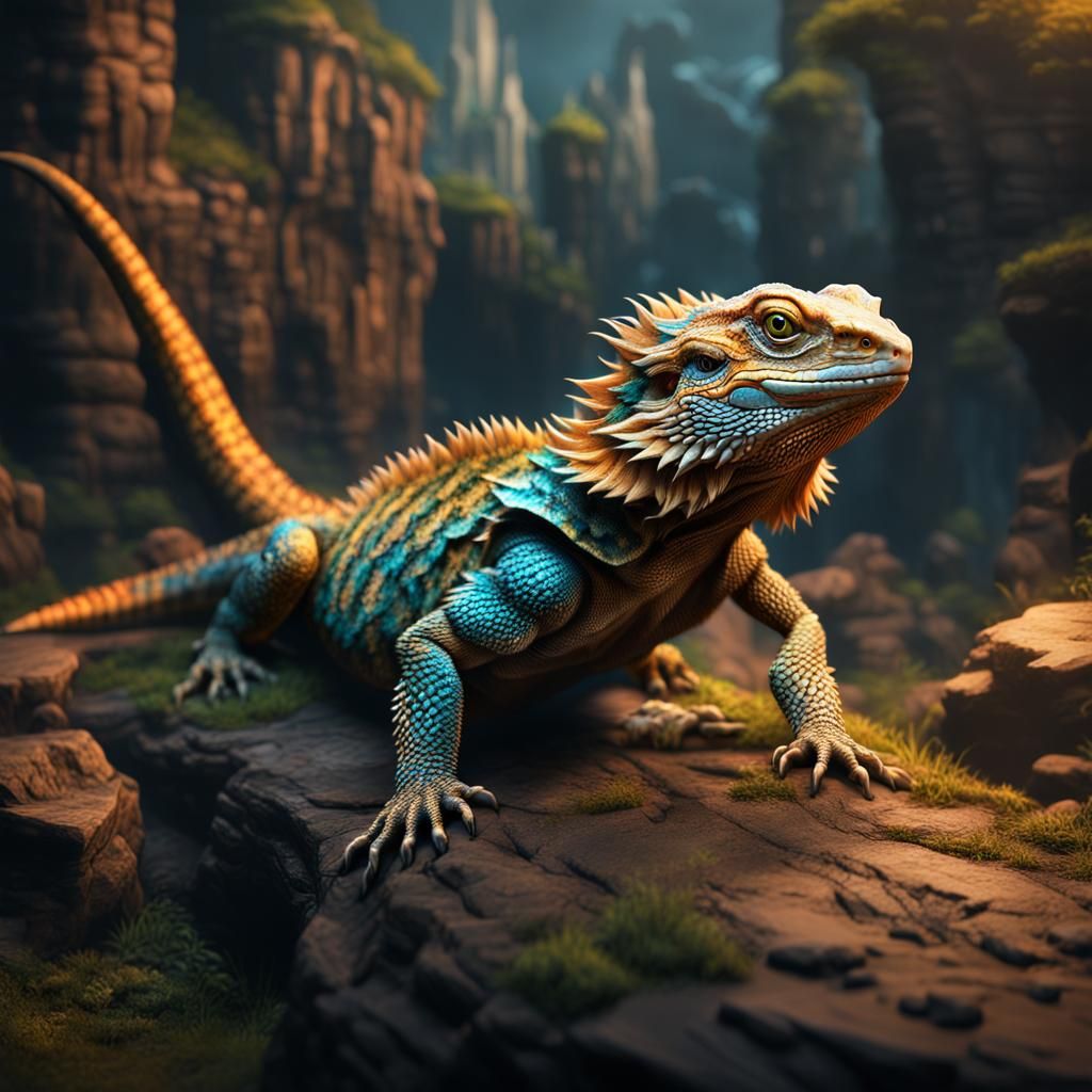 Detailed Bearded Dragon Digital Painting