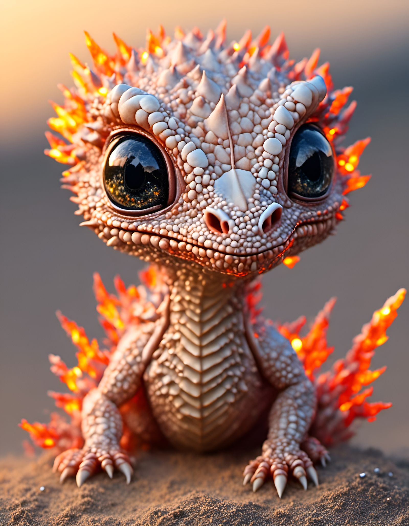 Cute Baby Sand Dragon Hatchling Ignites a Fire