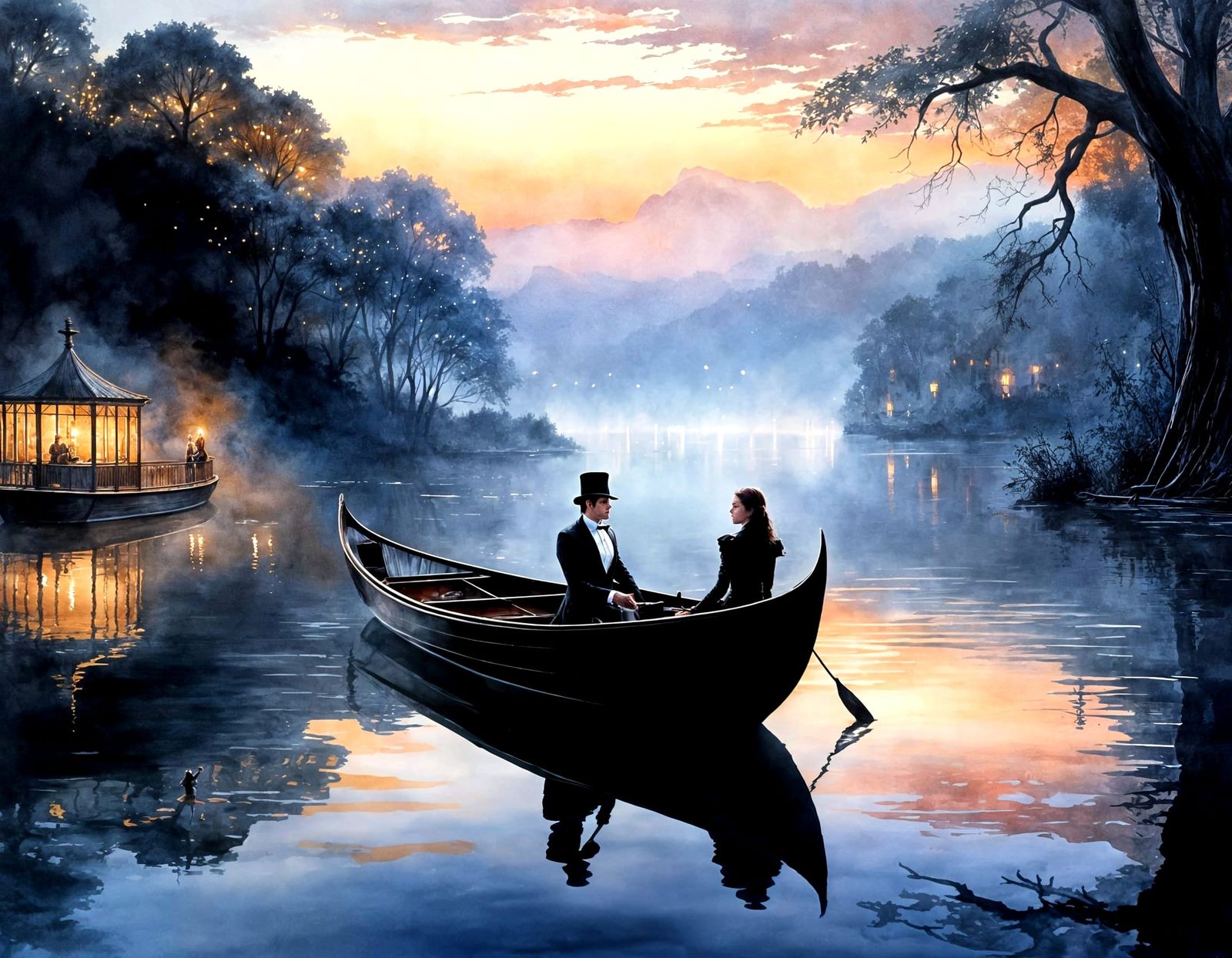 Phantom of the Opera: Watercolor Reflections