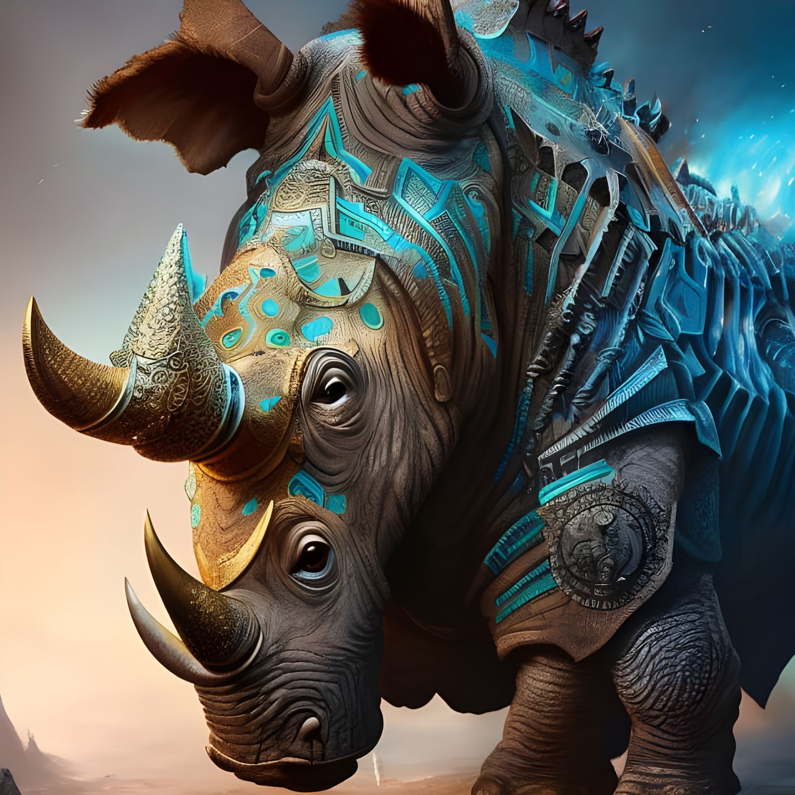 Armored Rhino Creature in Detailed Digital Painting