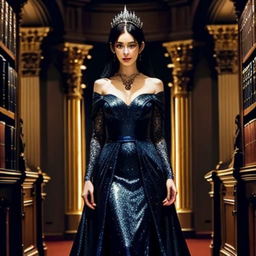 Humanized Deity in Library: Photorealistic Portrait