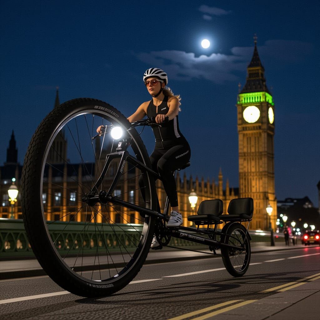 Victorian Lady Rides Penny-Farthing in London