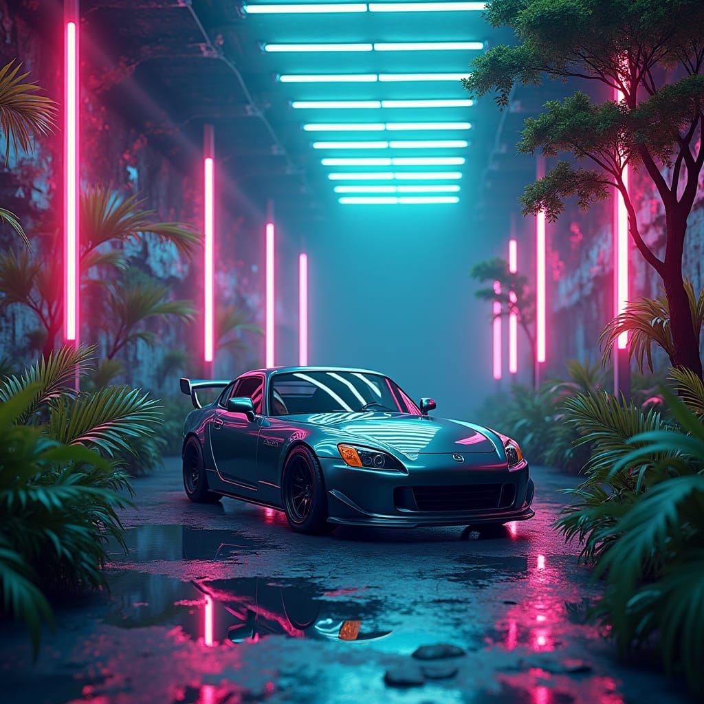 Volk Racing TE37 Rim in Neon Garage: Fantasy Art