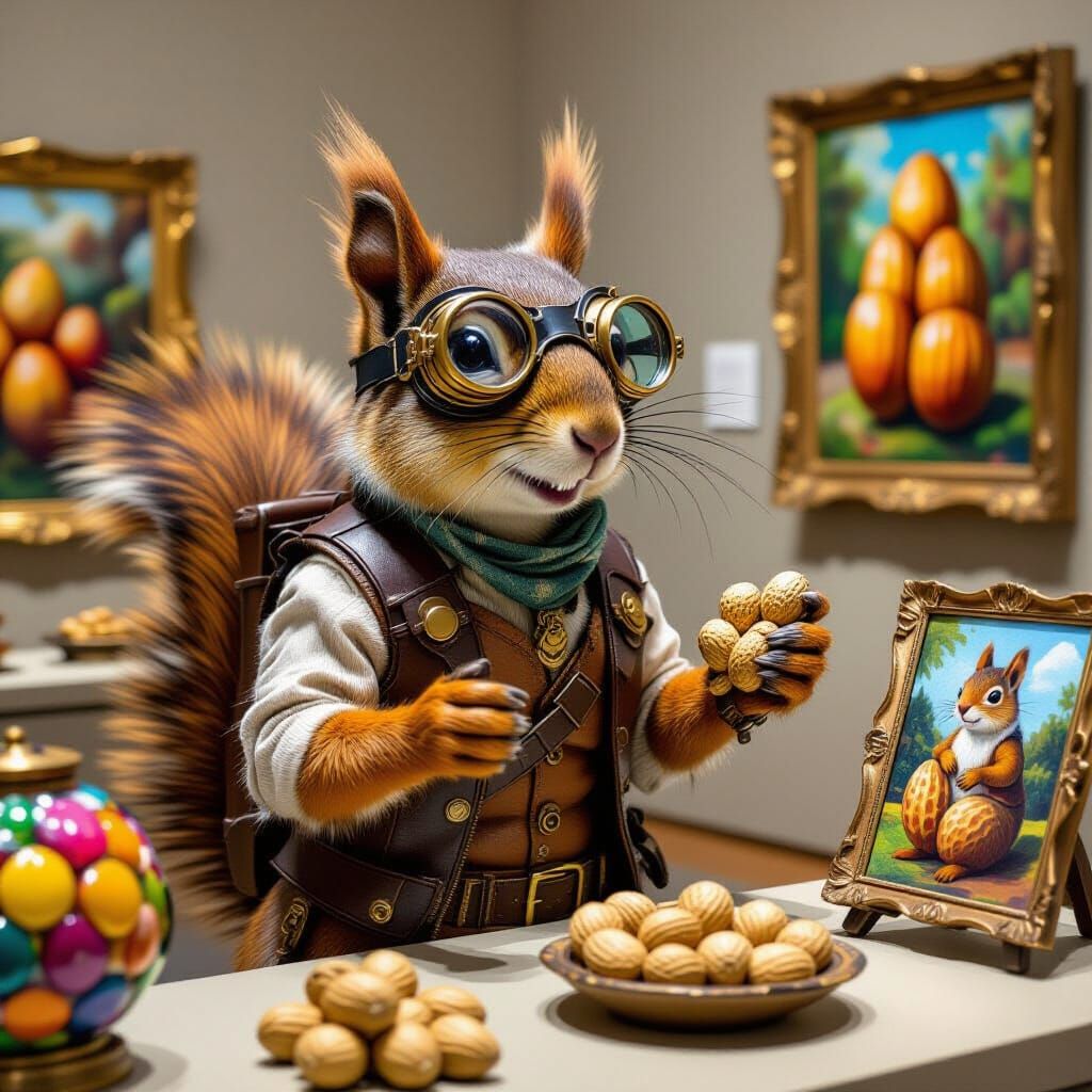 Steampunk Squirrel Adventurer's Peanut Art Museum