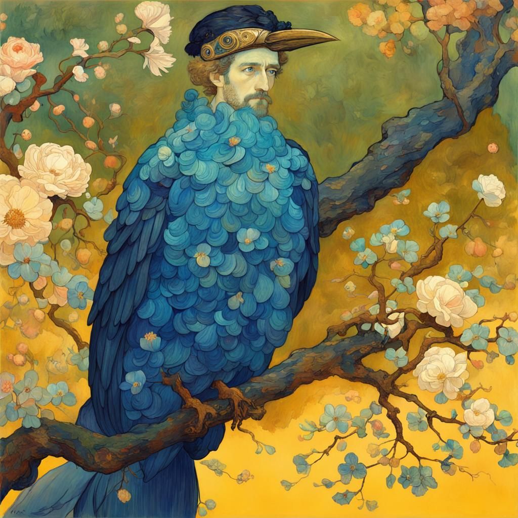 Bird-Man Hybrid in Anime Key Visual Style