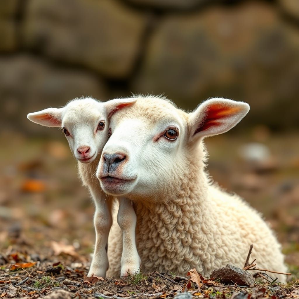 Anxious Lamb in Field
