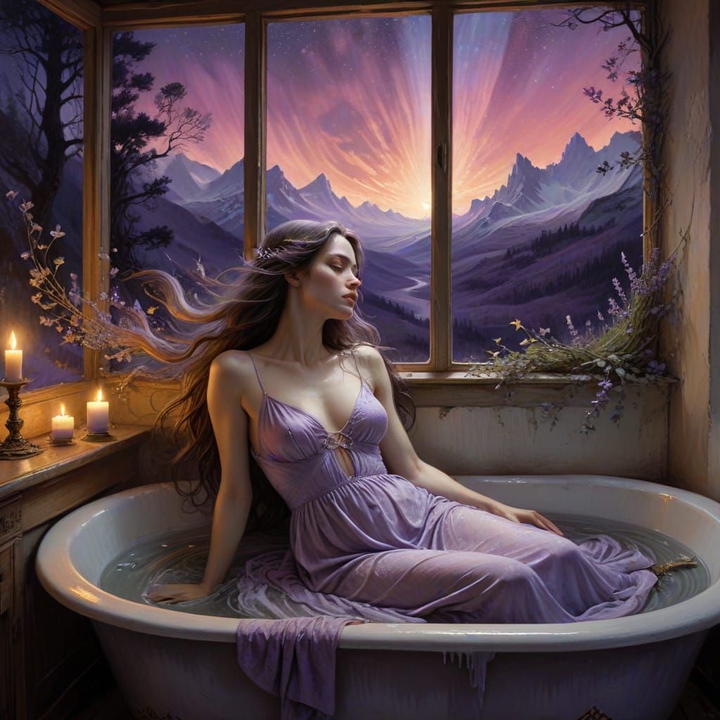 Dreamy Aurora Night Scene in Ethereal Watercolor Style