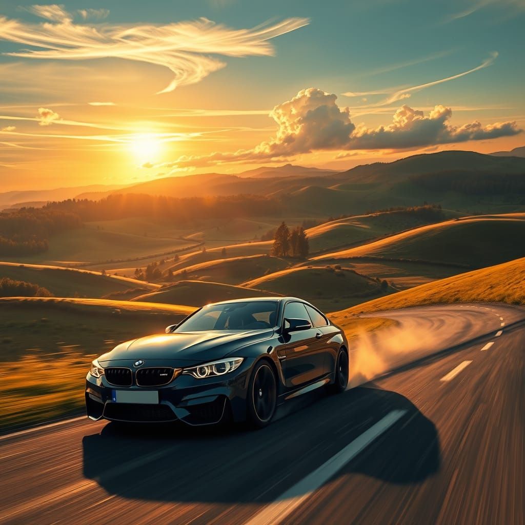 BMW Speeds Through Majestic Bergen Landscape in Golden Light