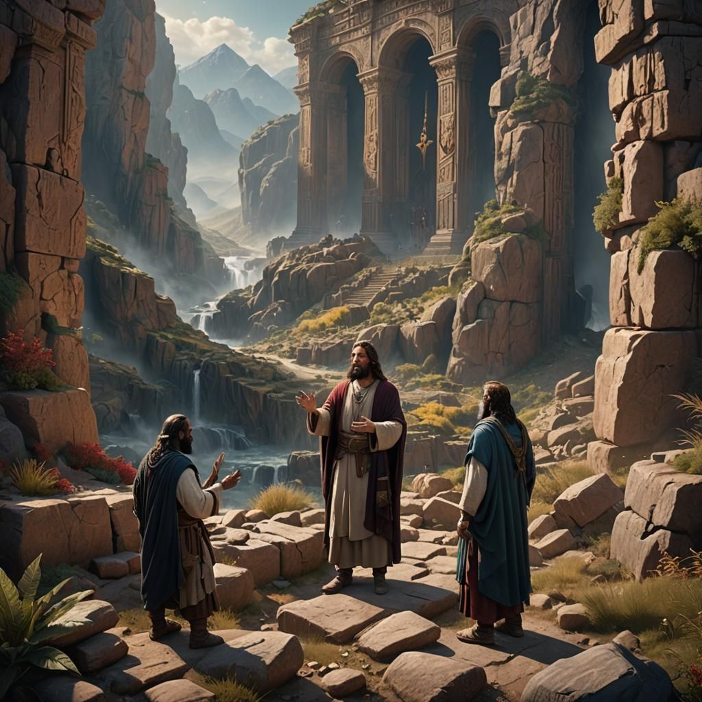 Christ, Isaiah, and Moses: Detailed Matte Painting